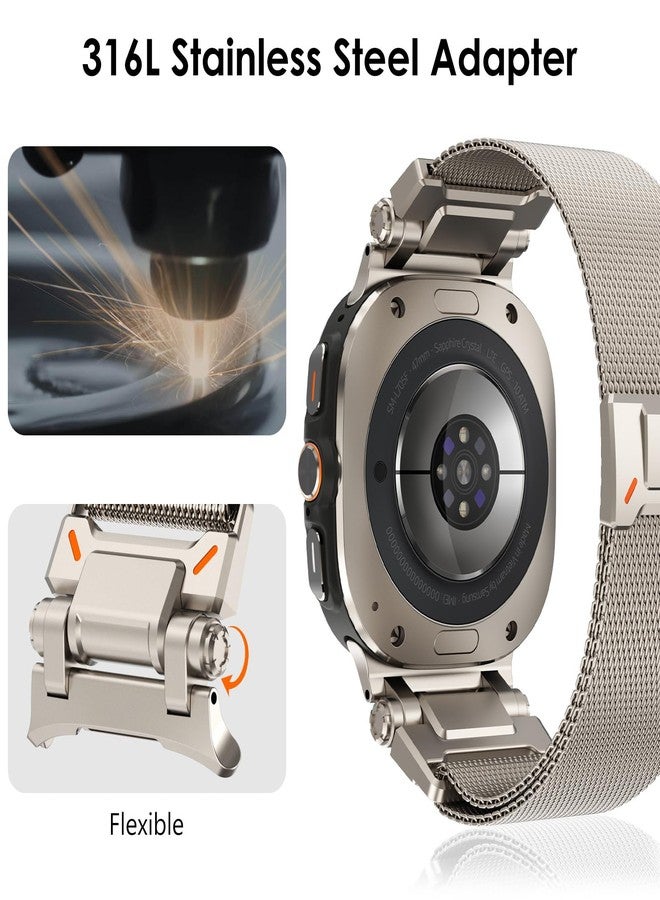 NewWays Milanese Loop for Galaxy Watch Ultra (2025) Bands 47mm for Men Magnetic Strap Stainless Steel Connector Military Rugged Galaxy Watch Ultra Bands, Titanium - Image 2